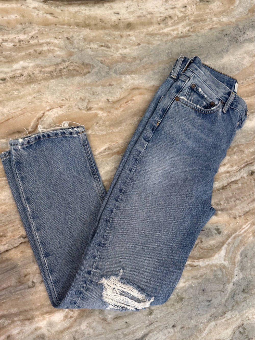 Women’s AGOLDE Riley High Rise distressed straight crop jeans- Size 24 - Picture 12 of 12